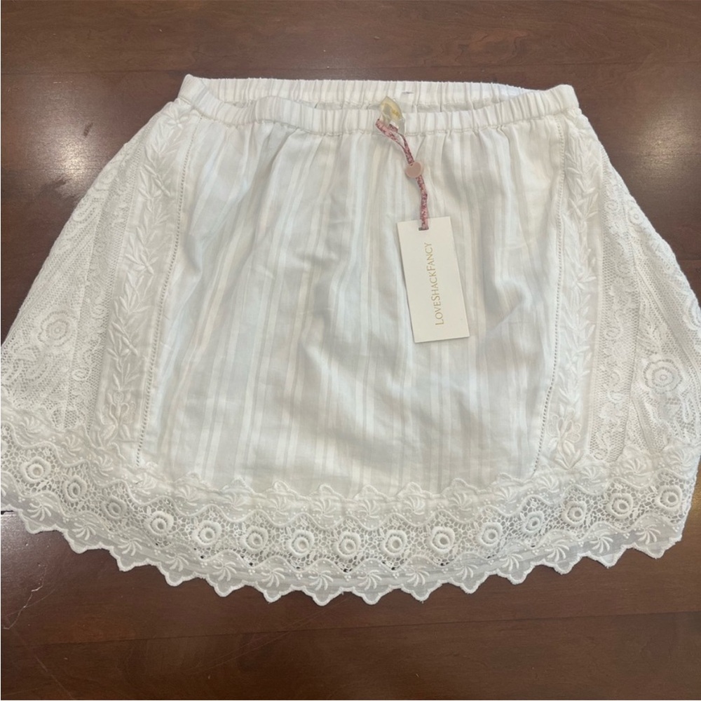 RARE LoveShackFancy White Lace Mini Skirt